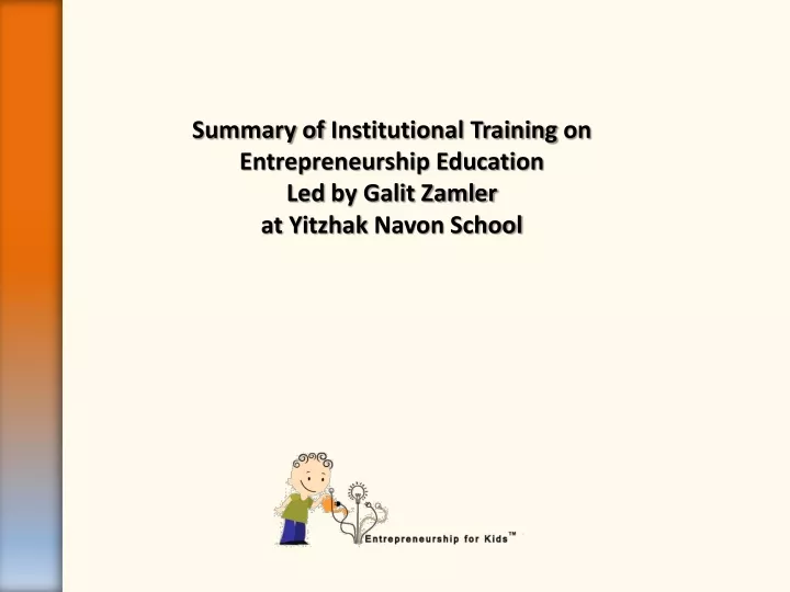 summary of institutional training