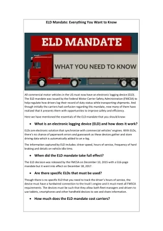 ELD Mandate- Everything You Want to Know