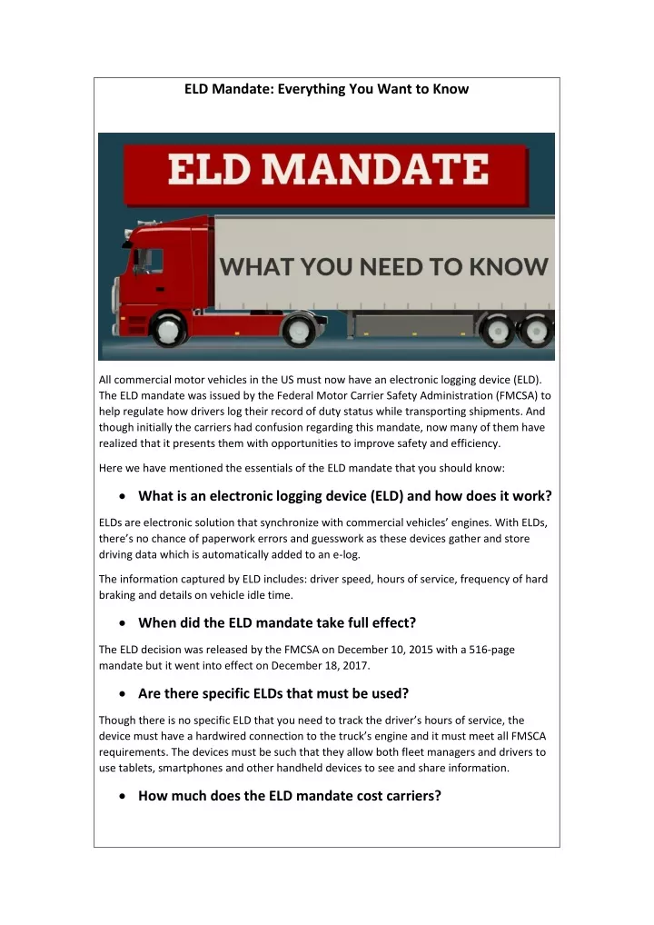 eld mandate everything you want to know