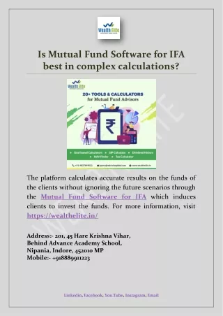 is mutual fund software for ifa best in complex