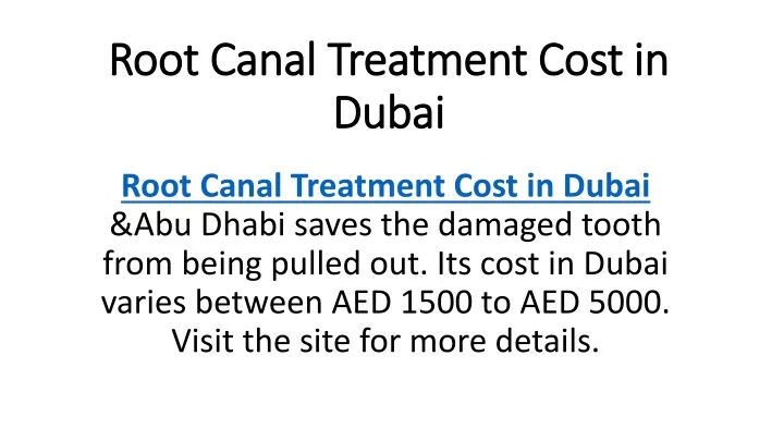 root canal treatment cost in dubai