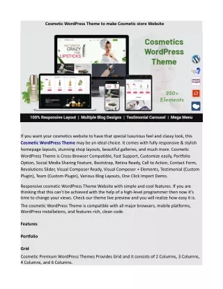 Cosmetic WordPress Theme to make Cosmetic store Website