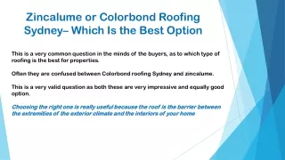 Zincalume or Colorbond Roofing Sydney– Which Is the Best Option