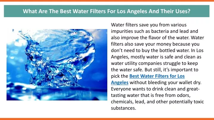 what are the best water filters for los angeles