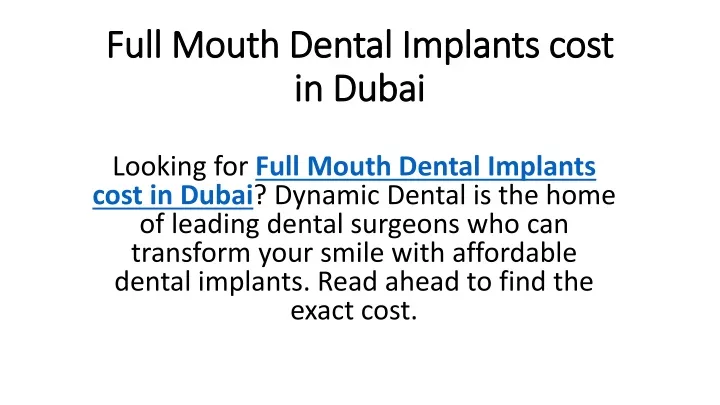 full mouth dental implants cost in dubai