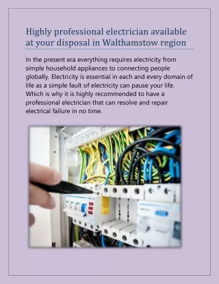 highly professional electrician available at your