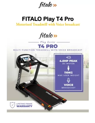 Fitalo Play T4 Pro Motorised Treadmill with Voice broadcast