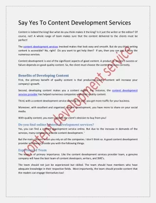 say yes to content development services