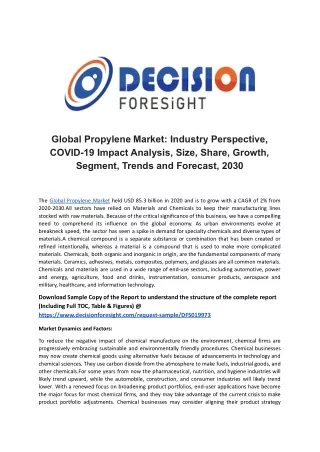 global propylene market industry perspective