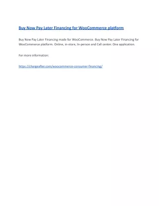 Buy Now Pay Later Financing for WooCommerce platform
