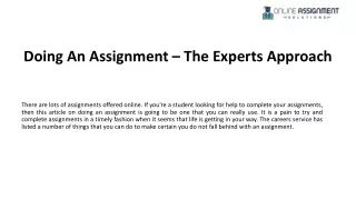 doing an assignment the experts approach