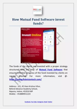 how mutual fund software invest funds