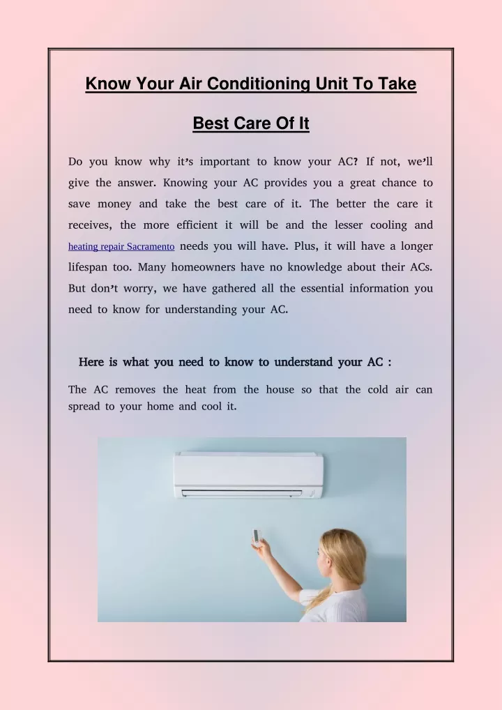 know your air conditioning unit to take