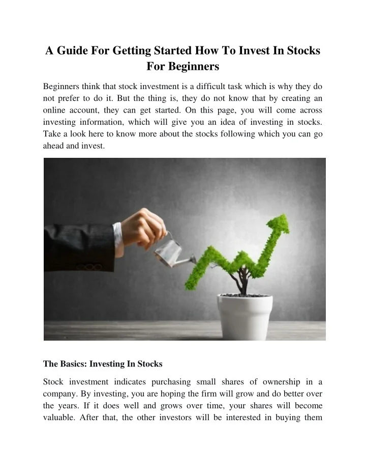 PPT - A Guide For Getting Started How To Invest In Stocks For Beginners ...