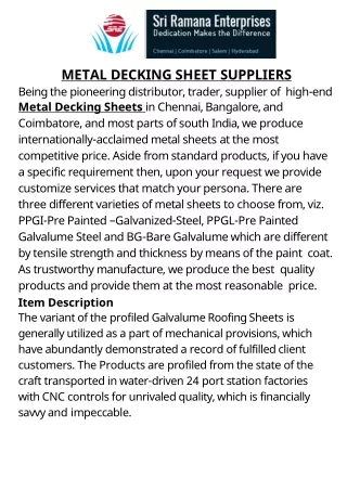 Best Decking Sheet in Coimbatore | Metal Sheets Suppliers
