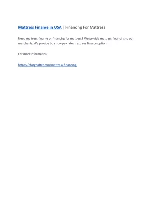 Mattress Finance in USA | Financing For Mattress