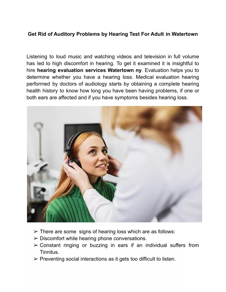 get rid of auditory problems by hearing test