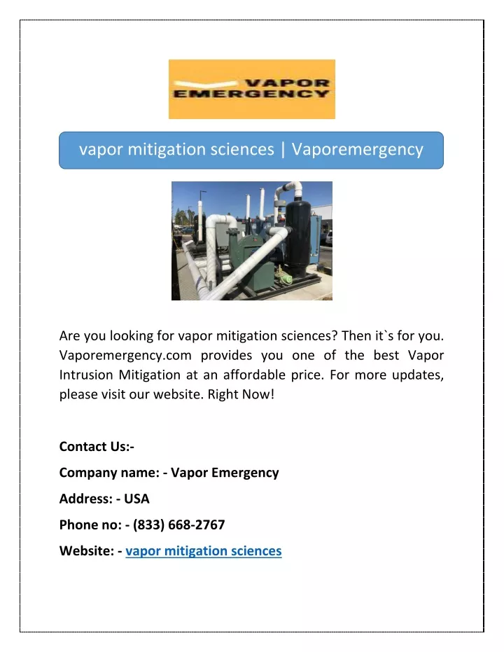 vapor mitigation sciences vaporemergency