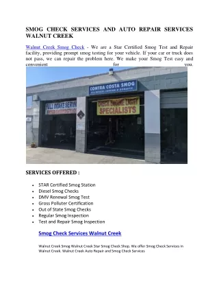 smog check services and auto repair services