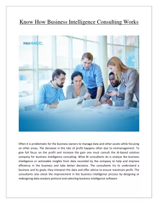 know how business intelligence consulting works