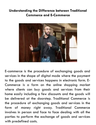 Understanding the Difference between Traditional Commerce and E-Commerce