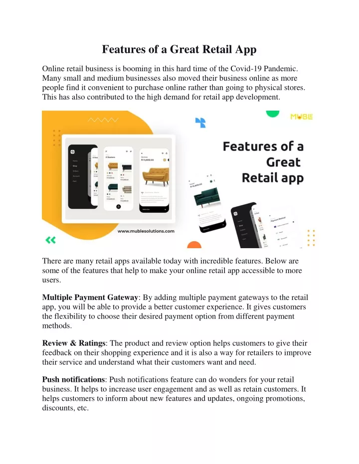 features of a great retail app