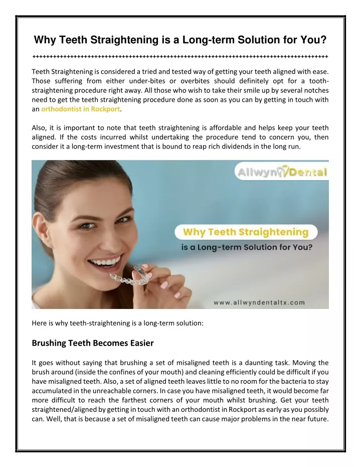 why teeth straightening is a long term solution