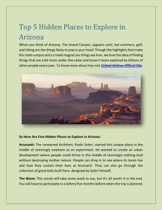 Top 5 Hidden Places to Explore in Arizona