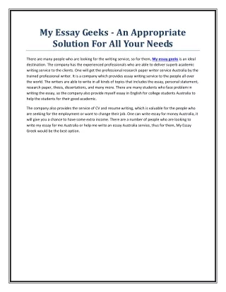 my essay geeks an appropriate solution