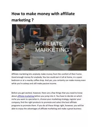 How to make money with affiliate marketing ?