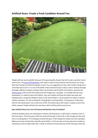 artificial grass create a fresh condition around