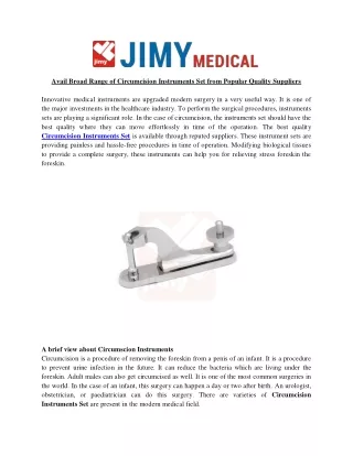Avail Broad Range of Circumcision Instruments Set from Popular Quality Suppliers
