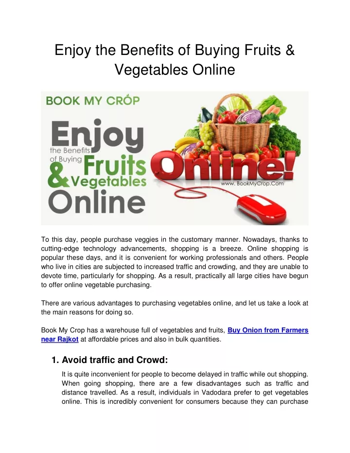 enjoy the benefits of buying fruits vegetables