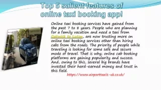 Top 5 salient features of online taxi booking app!