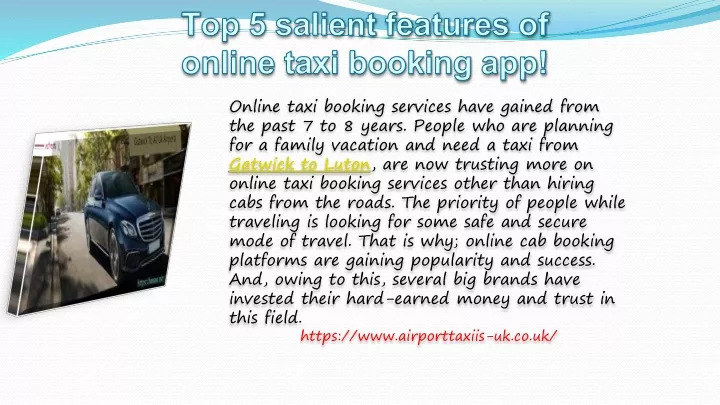 top 5 salient features of online taxi booking app