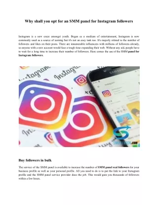 why shall you opt for an smm panel for instagram