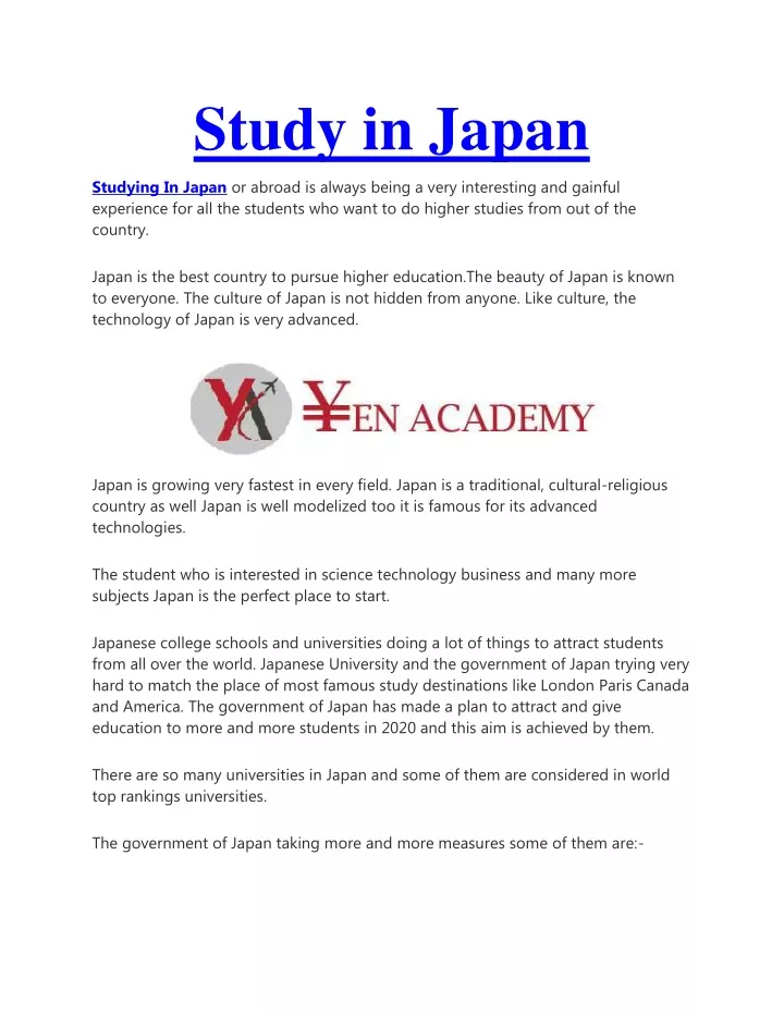 study in japan