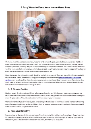 5 easy ways to keep your home germ free