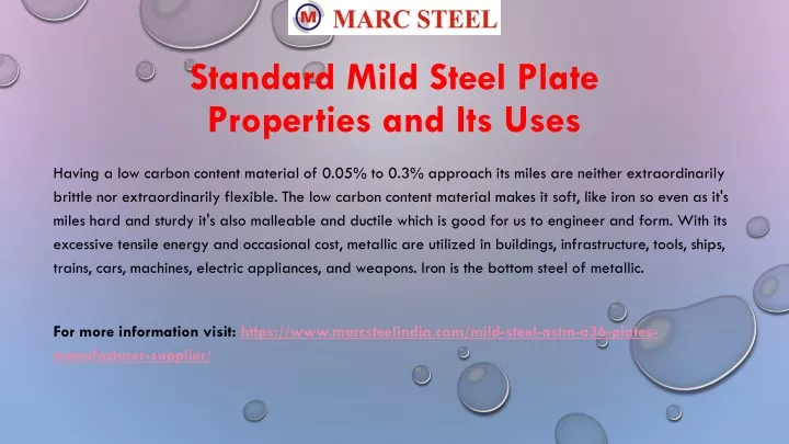 standard mild steel plate properties and its uses