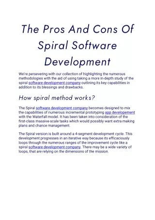 the pros and cons of spiral software development