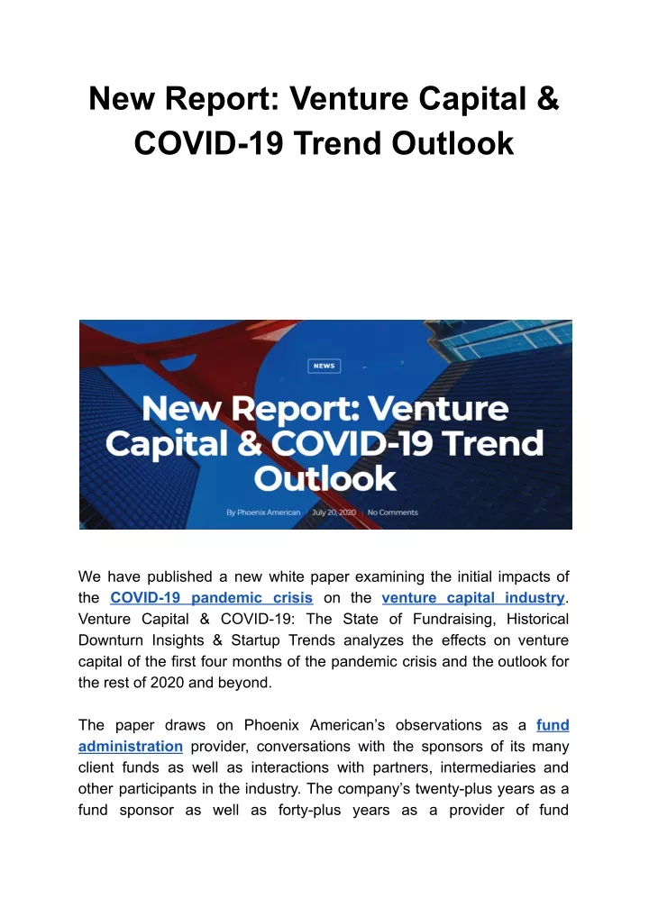 new report venture capital covid 19 trend outlook