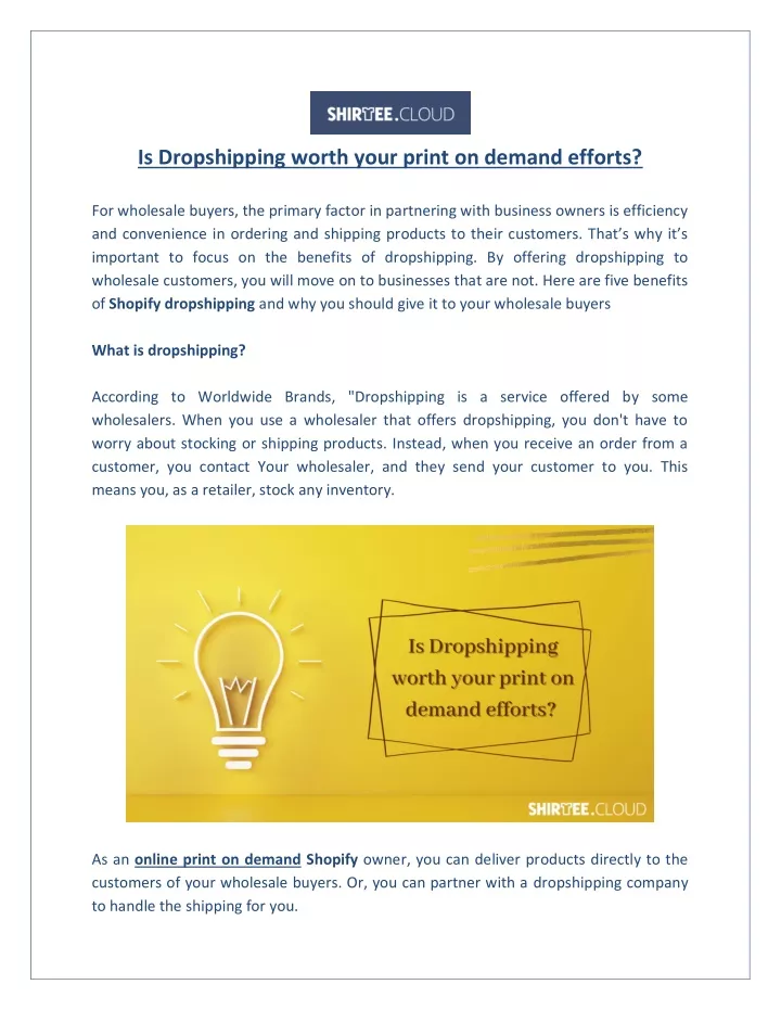 is dropshipping worth your print on demand efforts