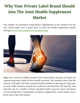 Why Your Private Label Brand Should Join The Joint Health Supplement Market