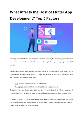 what affects the cost of flutter app