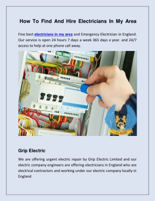 How To Find And Hire Electricians In My Area