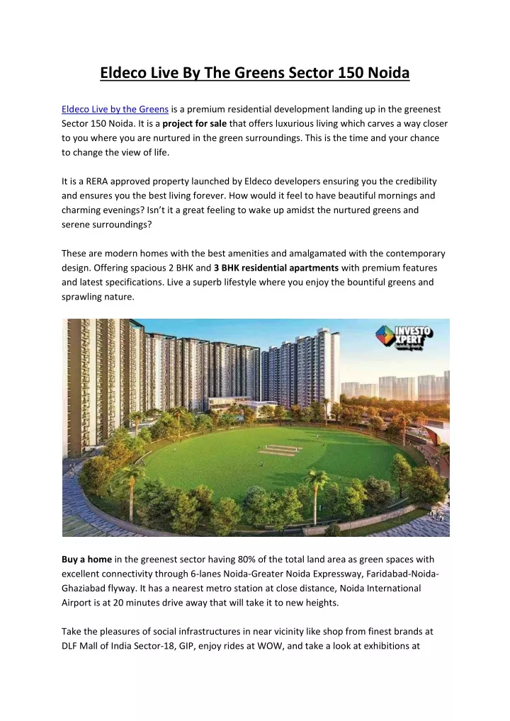 eldeco live by the greens sector 150 noida