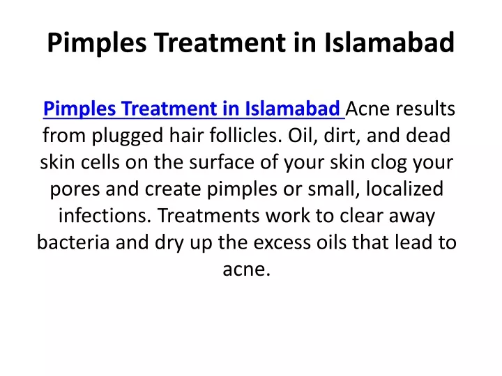 pimples treatment in islamabad