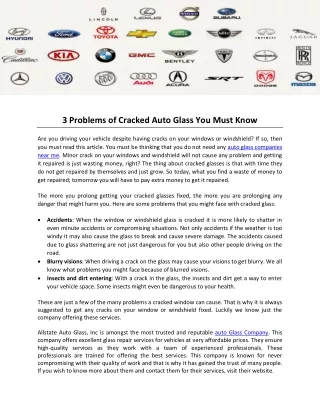 3 problems of cracked auto glass you must know