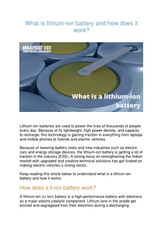 What is lithium-ion battery and how does it work