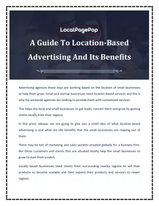 A Guide To Location-Based Advertising And Its Benefits